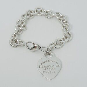 8" Medium-Large Please Return to Tiffany New York Heart Tag Charm Bracelet